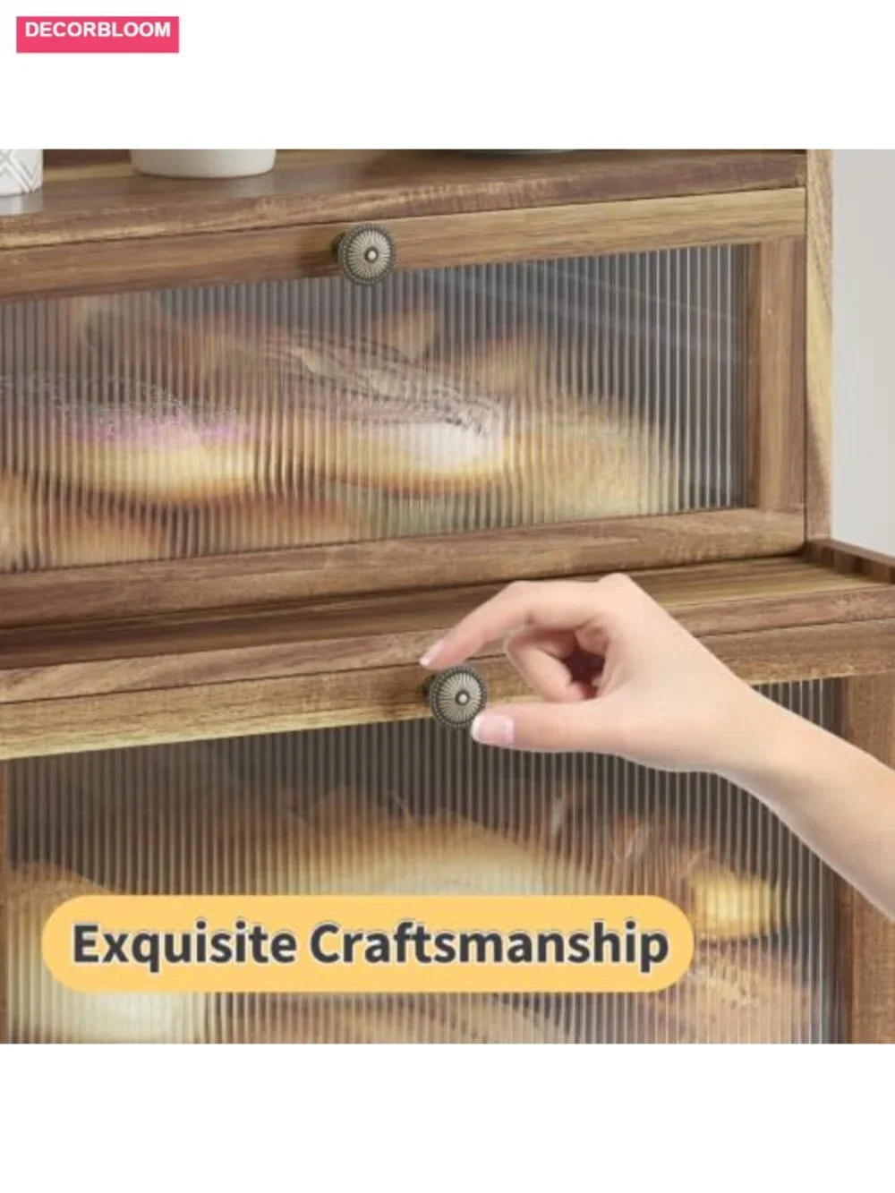 Farmhouse Acacia Wood Bread Box with Window Large Capacity Kitchen Storage
